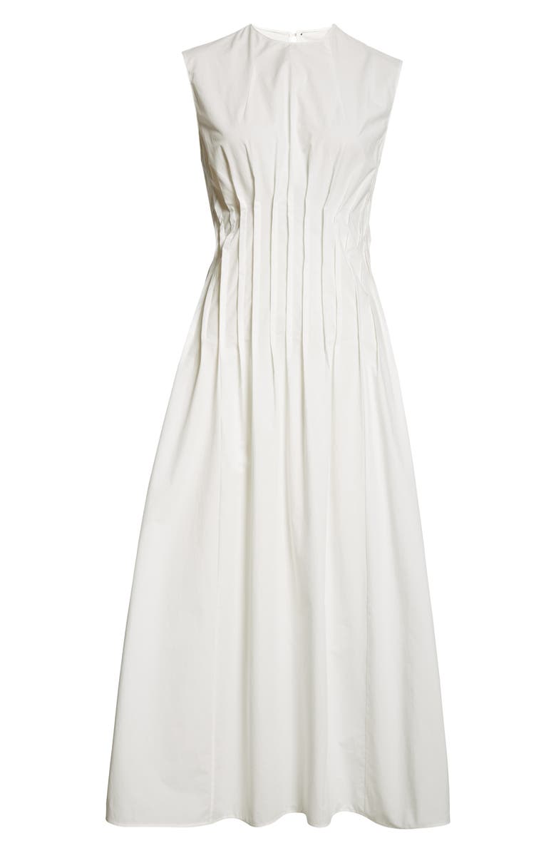 Khaite Wes Pleated Cotton Poplin Dress, Alternate, color, 