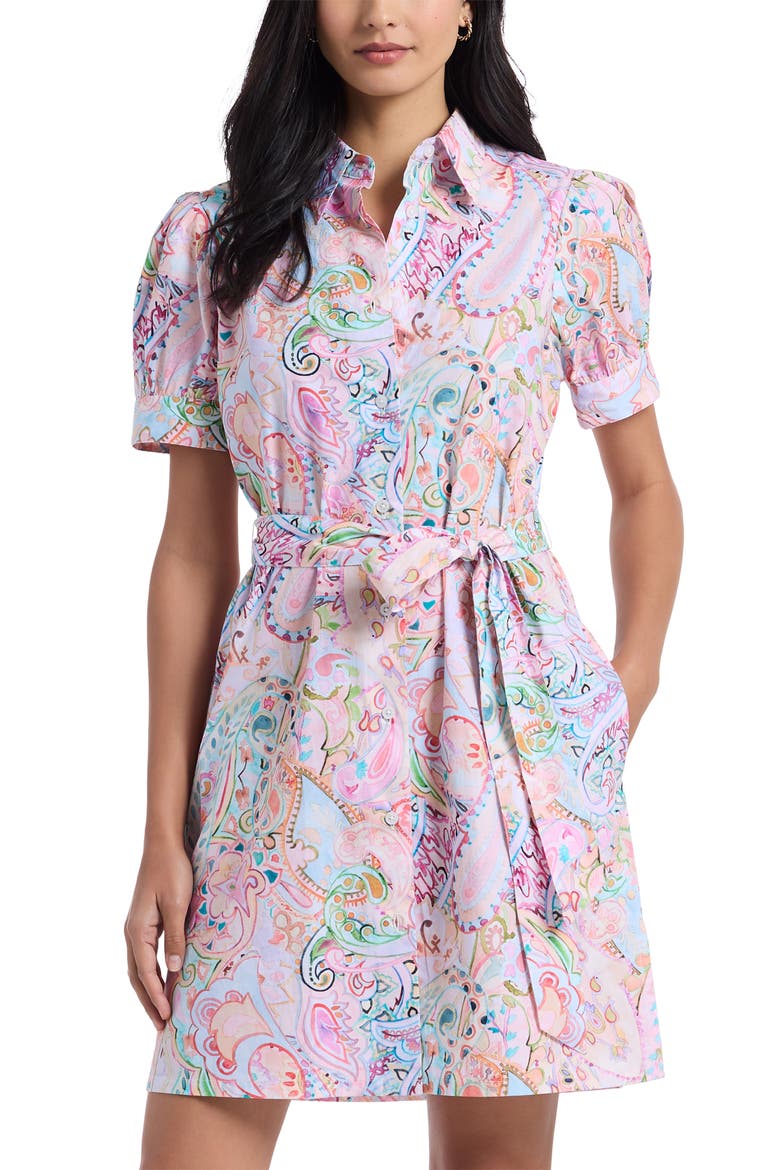 Carolina Floral Short Sleeve Cotton Shirtdress, Alternate, color, PINK MULTI