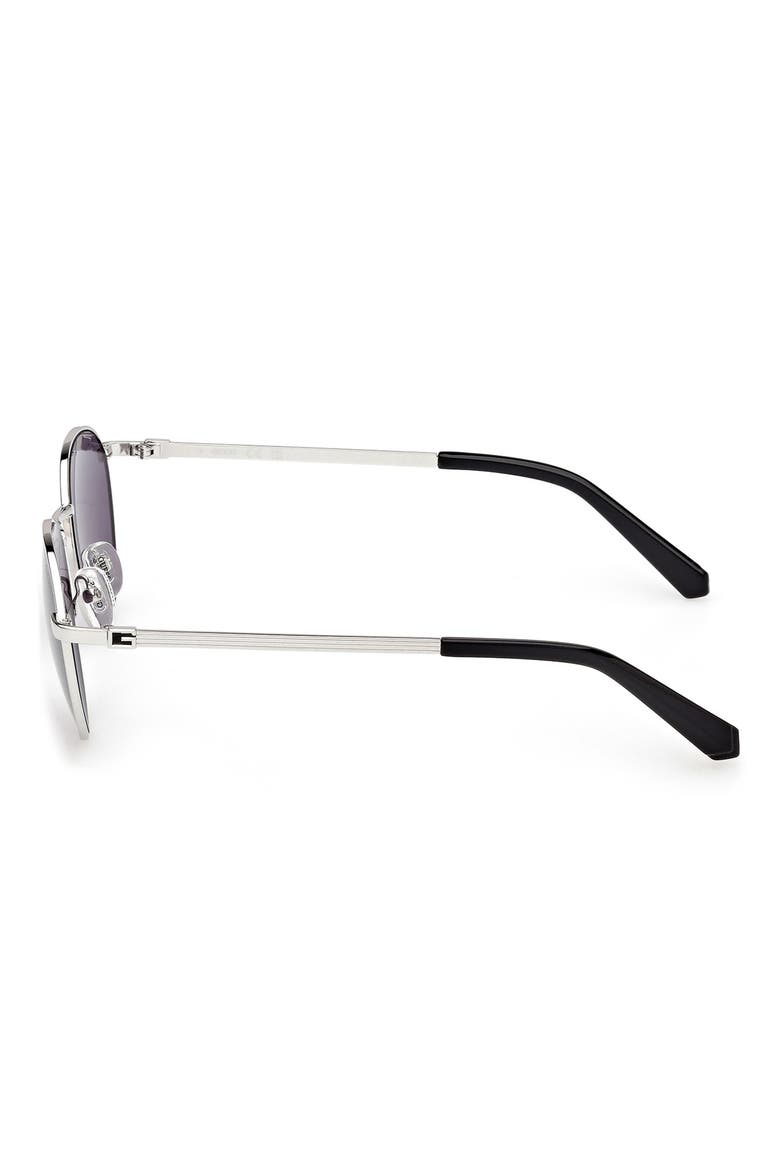 Round Sunglasses, Alternate, color, SHINY LIGHT NICKELTIN / VIOLET