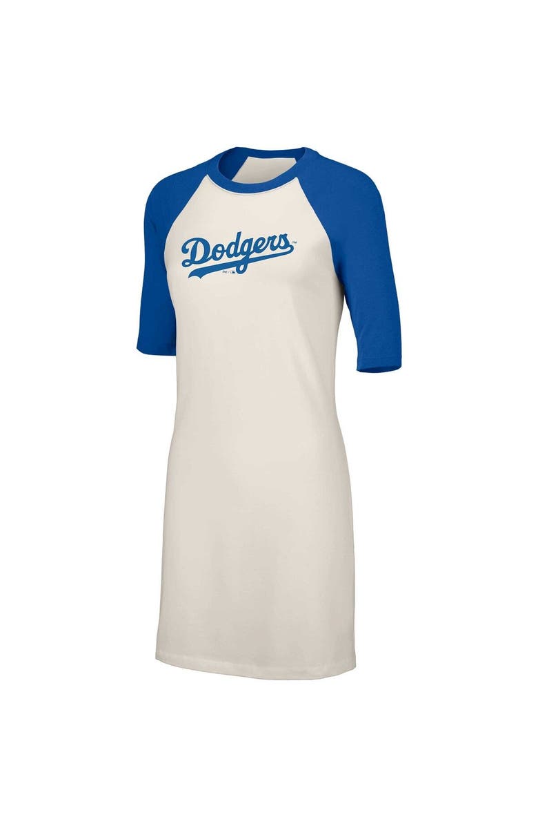 LUSSO Women's Lusso White Los Angeles Dodgers Nettie Raglan Half-Sleeve Tri-Blend T-Shirt Dress, Alternate, color,