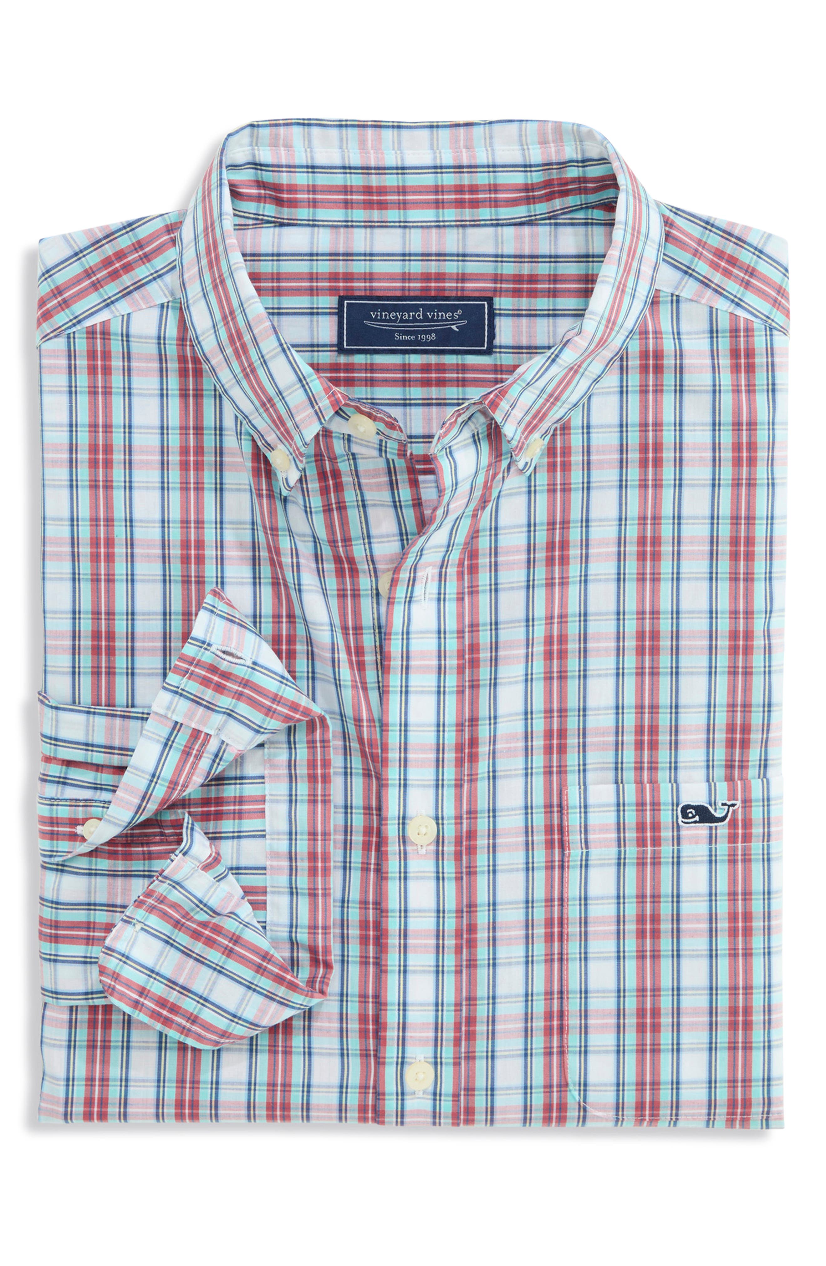 Wavecrest Plaid Stretch Cotton Poplin Button-Down Shirt - image 2