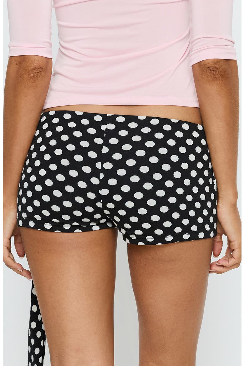 Declanne Wrap Polka Dot Micro Shorts, Alternate, color, BLACK POLKA