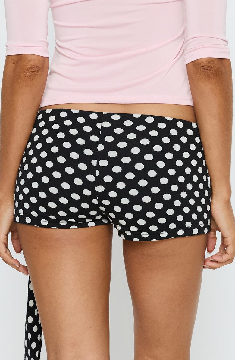 Princess Polly Declanne Wrap Polka Dot Micro Shorts, Alternate, color, Black Polka