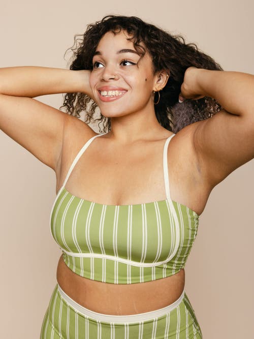 Kitty And Vibe Bandeau With Piping Bikini Top In Olivia