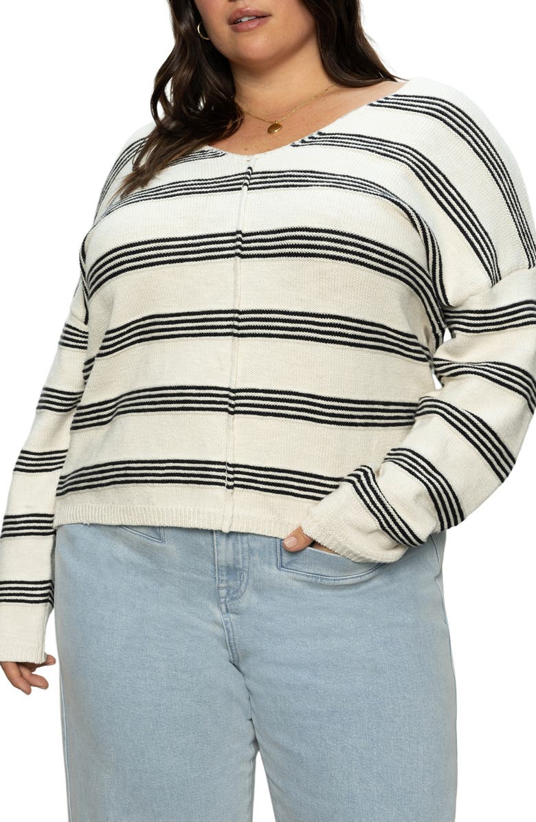 Sanctuary Easy V-Neck Cotton Sweater, Main, color,