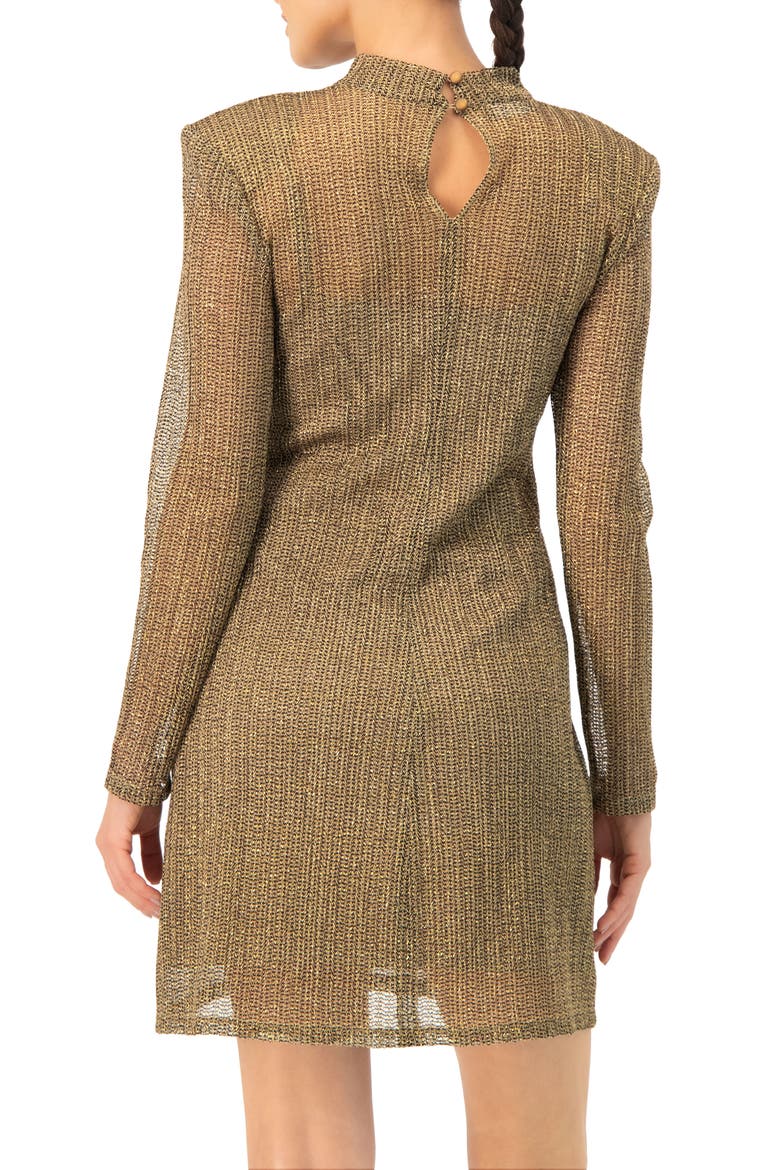 Short A-Line Dress with Long Sleeves, Alternate, color, Gold