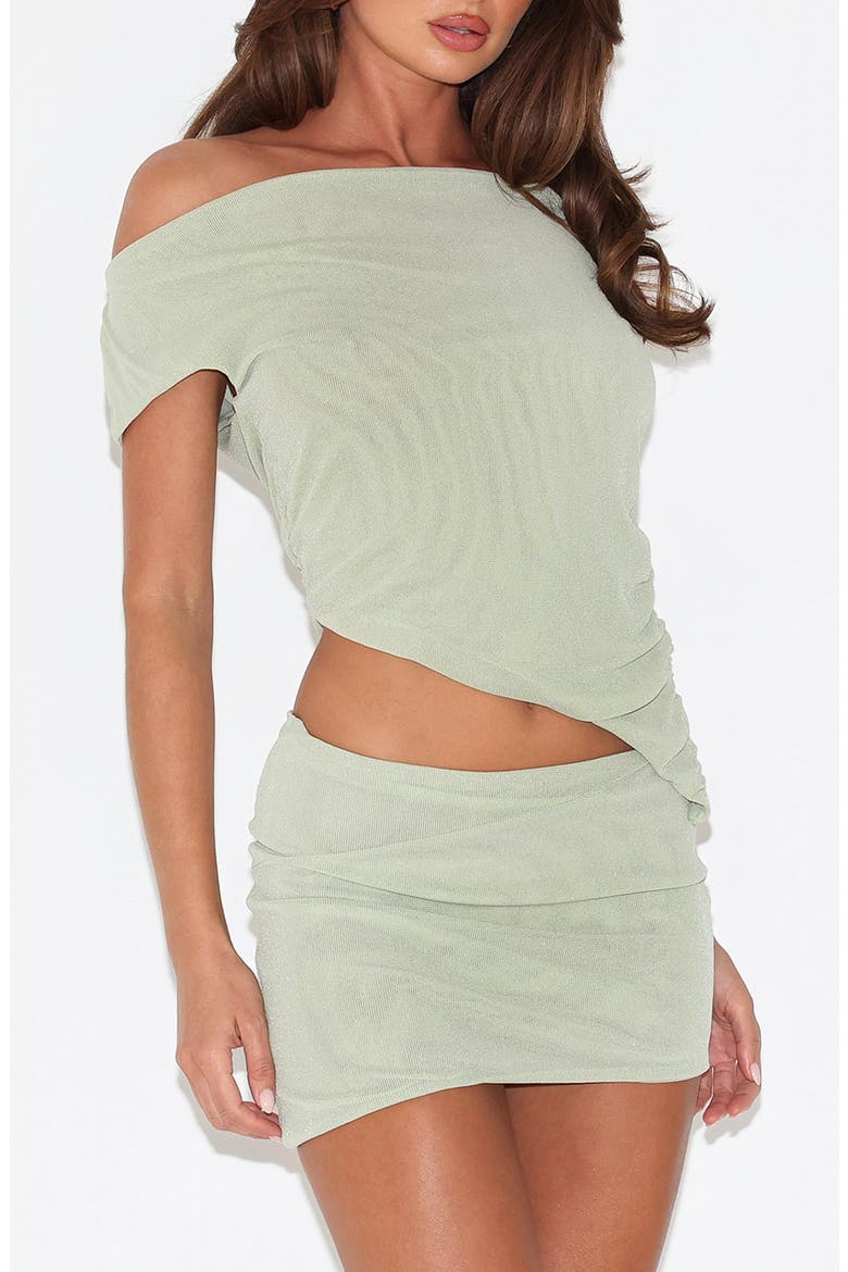 Cobi Asymmetric One-Shoulder Tank, Main, color, GREEN SAGE GLITTER