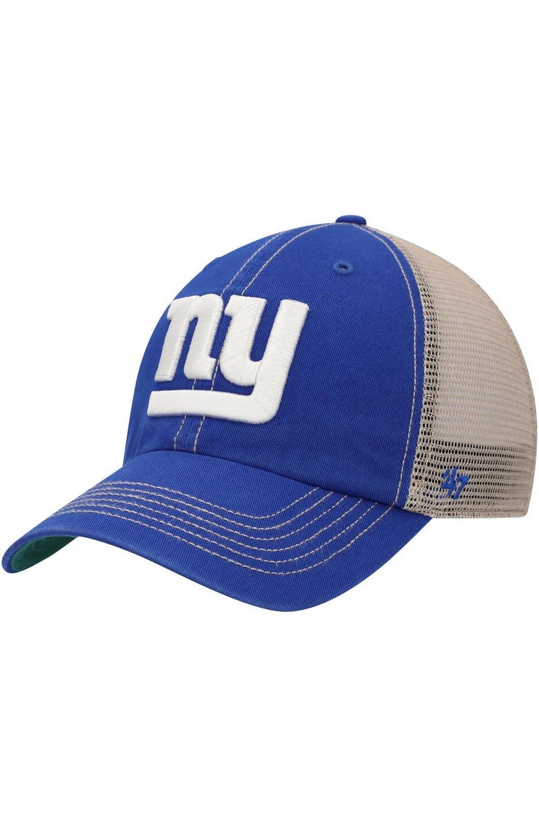 '47 Men's '47 Royal/Natural New York Giants Trawler Trucker Clean Up Snapback Hat, Main, color, Royal
