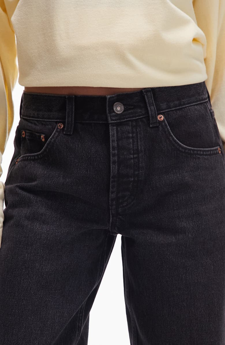 Topshop Ember Low Rise Wide Leg Jeans, Alternate, color, Black