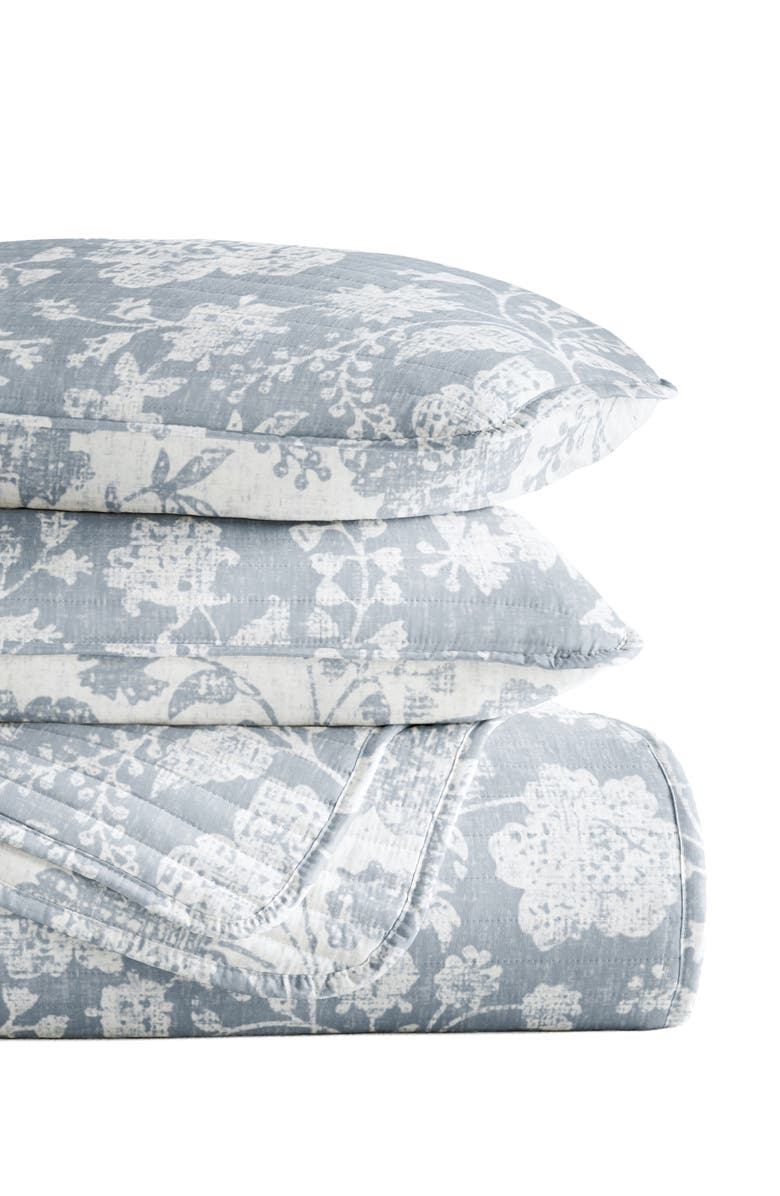 HOMESPUN Pattern Reversible Quilt & Sham Set, Alternate, color, Floral Light Blue