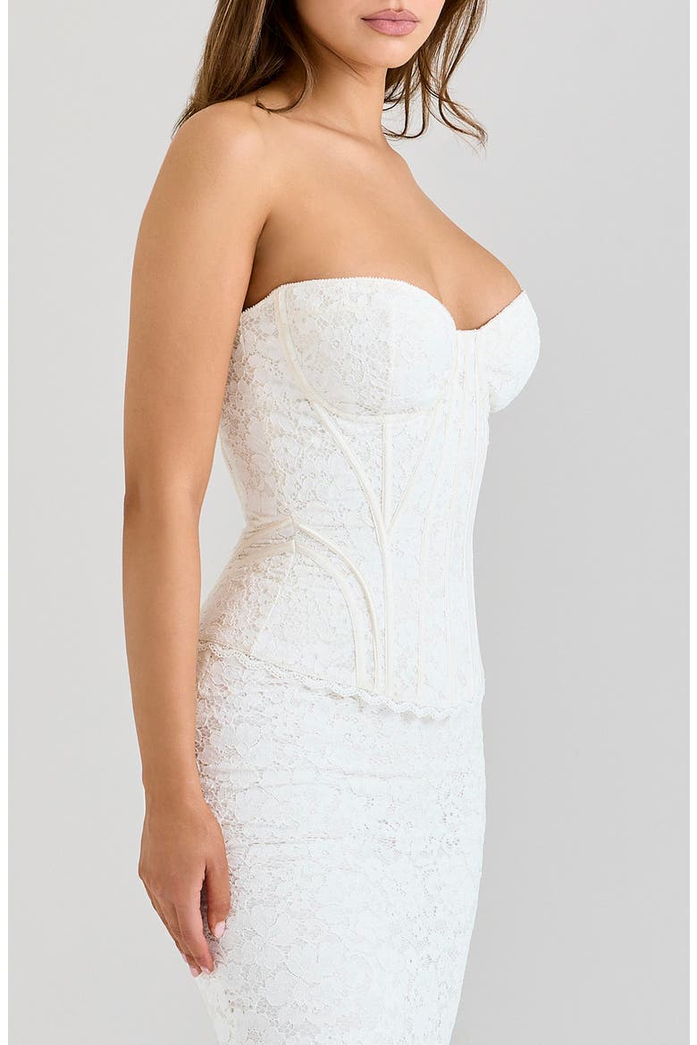 Solaine Lace Corset Gown, Alternate, color, IVORY