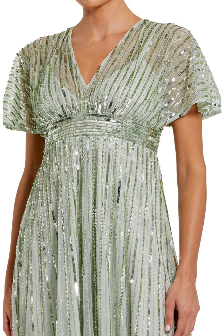 Empire Waist Embellished Short Sleeve Dress, Alternate, color, Sage