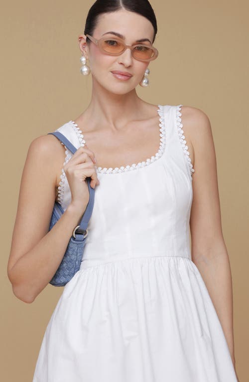 Shop Avec Les Filles Embroidered Cotton Poplin Midi Dress In White