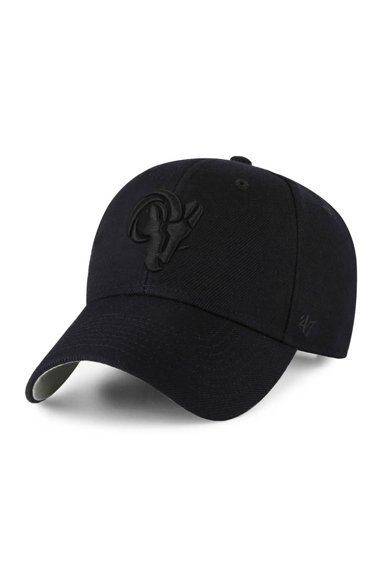 Men's '47 Black Los Angeles Rams Ram Head Tonal MVP Adjustable Hat, Alternate, color, Black
