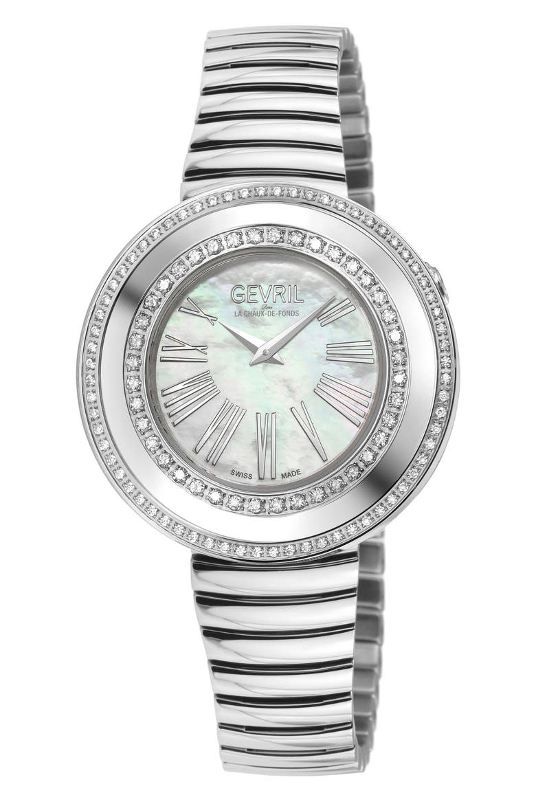 Gandria Diamond Bracelet Watch, 36mm - 0.5ct., Main, color, SILVER