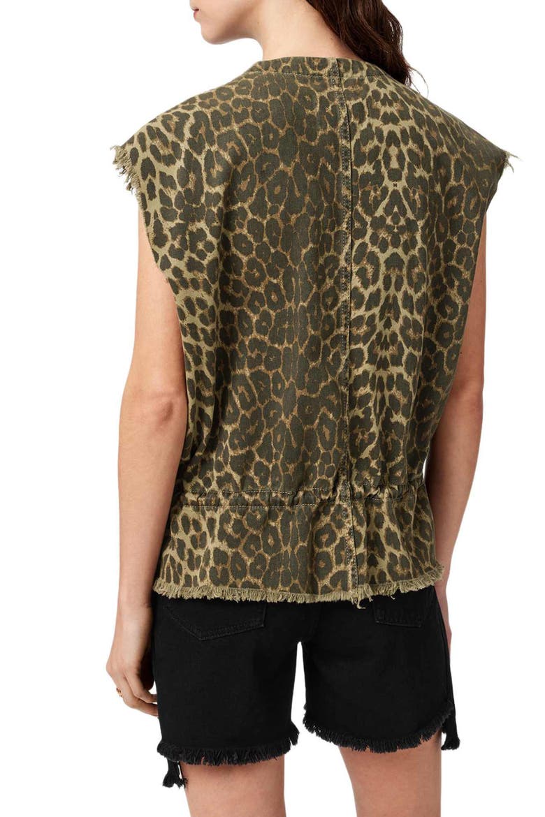 Sofi Mixed Print Cotton Vest, Alternate, color, CAMO LEPPO GREEN