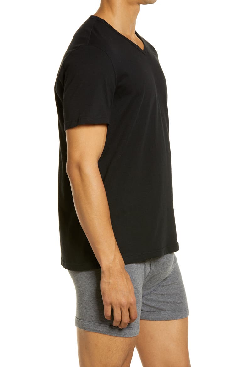 Men's 3-Pack Cotton V-Neck T-Shirts, Alternate, color, SOLID BLACK