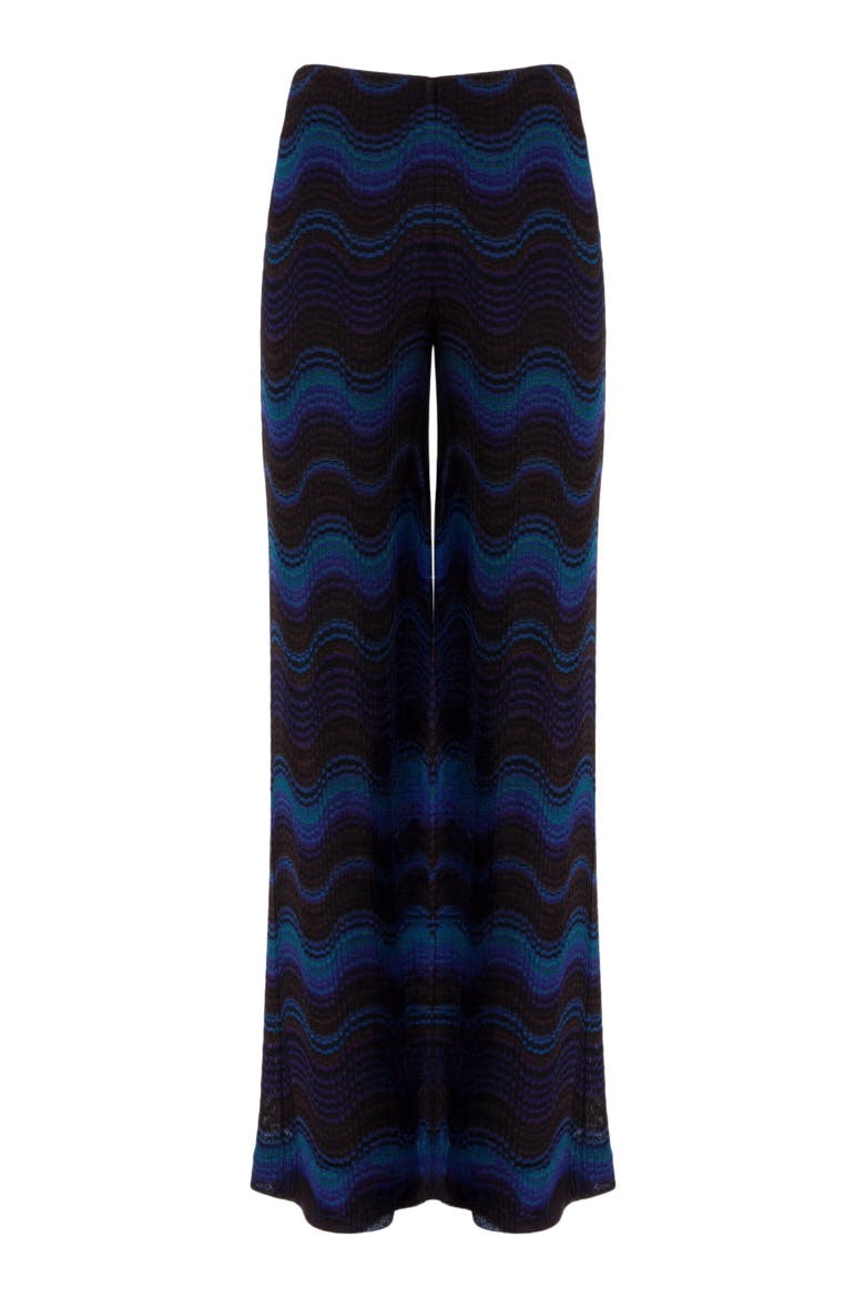 Palazzo Trousers With Wave Pattern, Alternate, color, Yellow & Brown