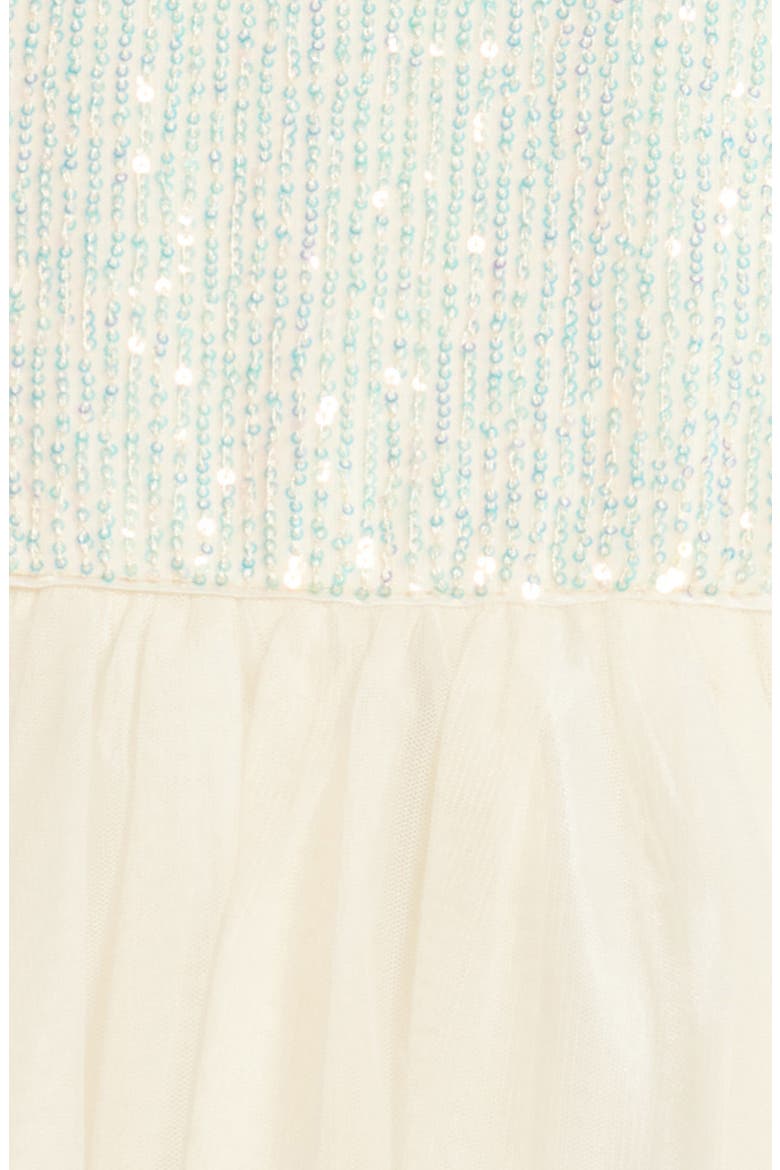 Kids' Long Sleeve Sequin & Mesh Dress, Alternate, color, CHAMPAGNE