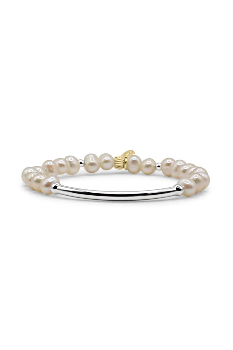 Della Sterling Silver Pearl Bracelet, Main, color, White