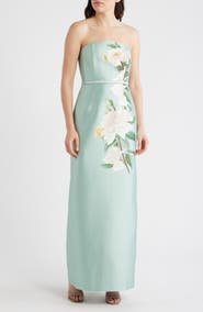SACHIN BABI Sophia Floral Bead Embellished Mikado Strapless Gown