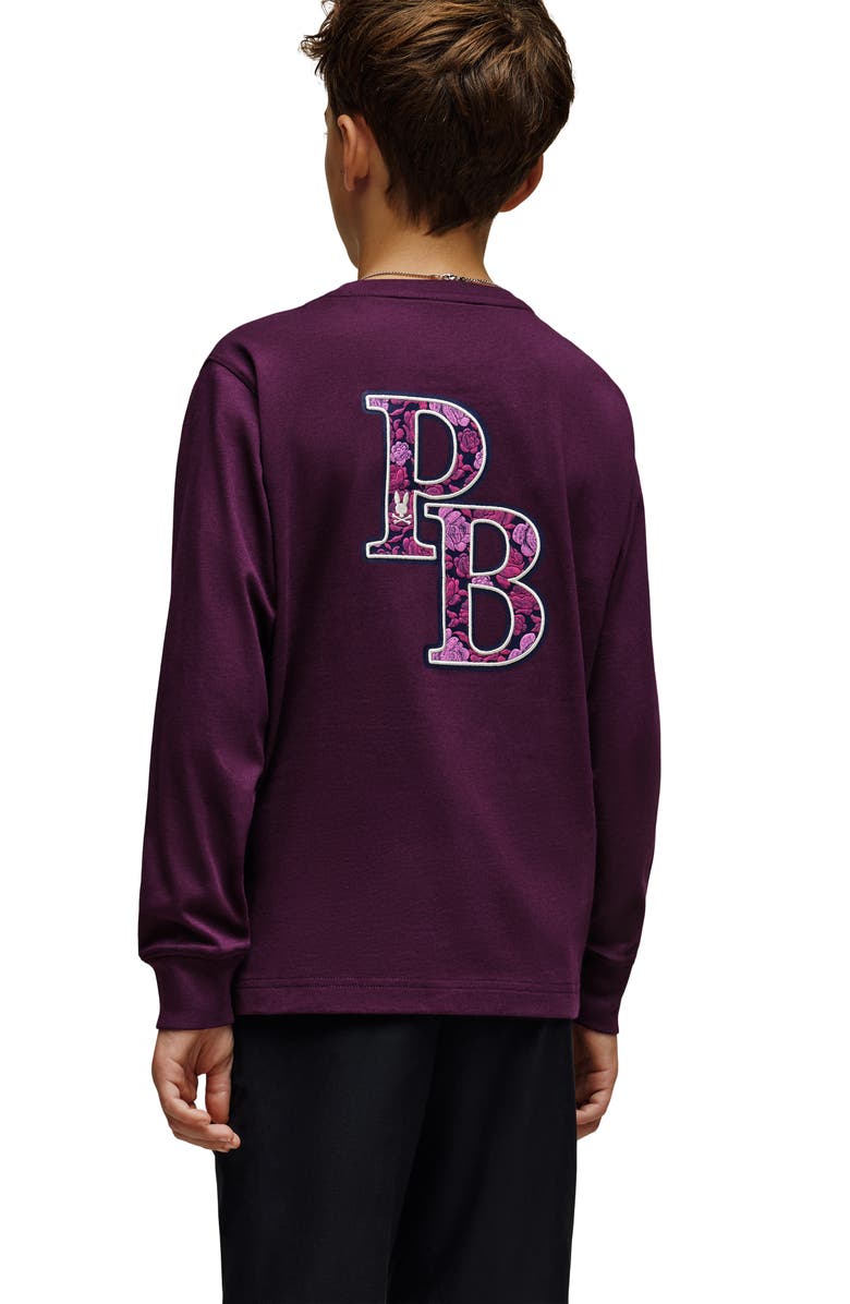 Psycho Bunny Kids' Rowen Pima Cotton Graphic T-Shirt, Alternate, color, Potent Purple