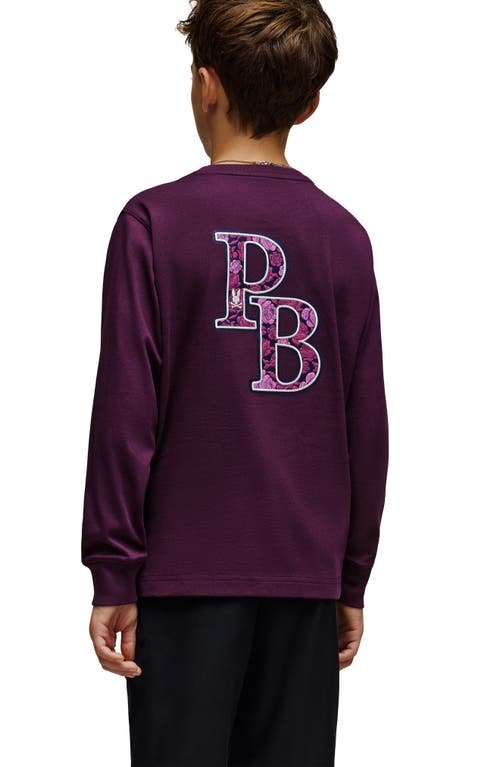 Psycho Bunny Kids' Rowen Pima Cotton Graphic T-shirt In Purple