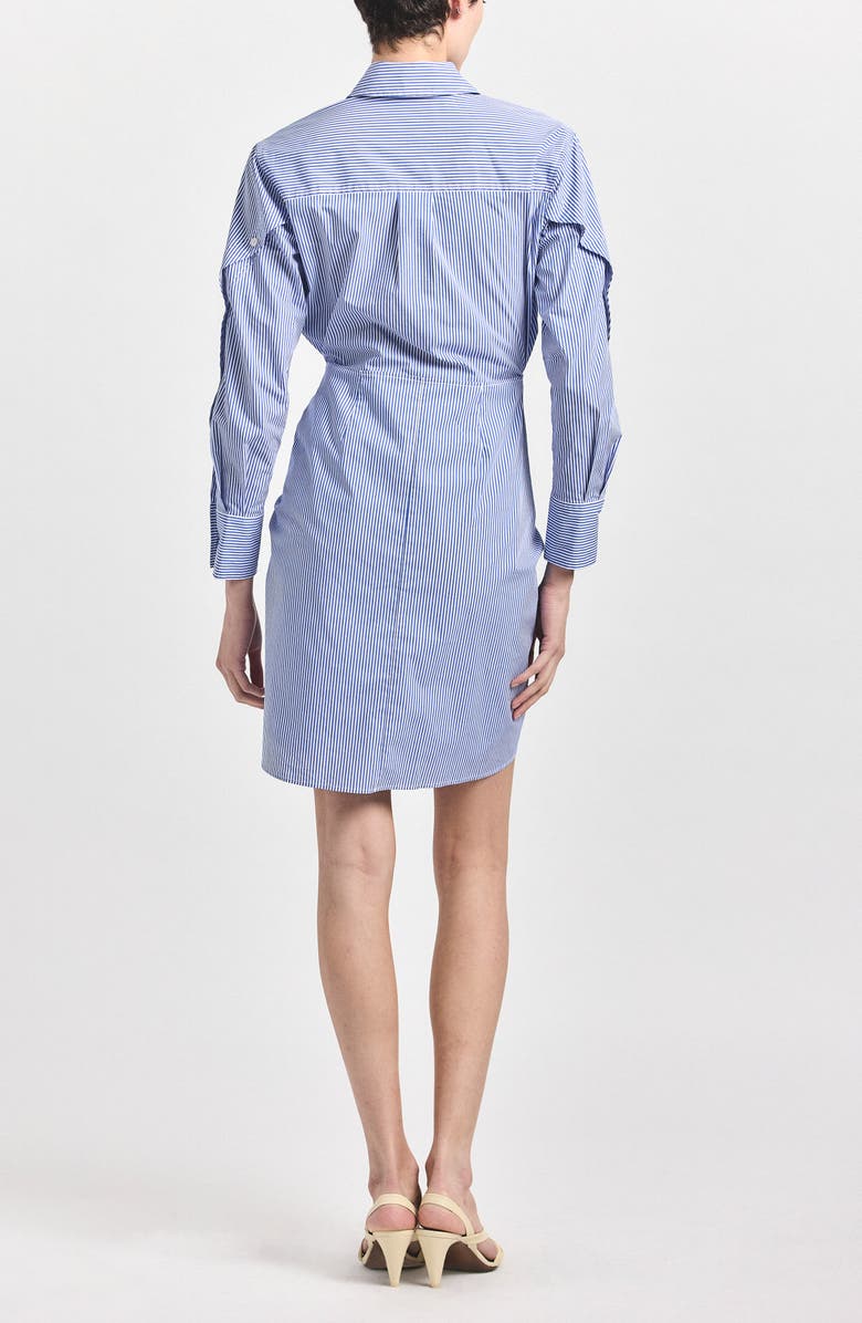 Derek Lam 10 Crosby Stripe Long Sleeve Tie Waist Shirtdress, Alternate, color, Blue/ White