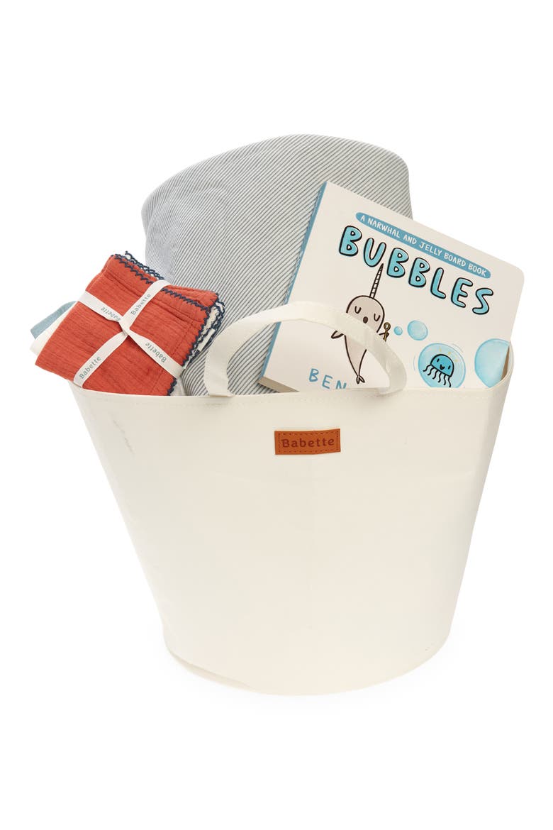 Hooded Towel Gift Set, Main, color, BLUE STRIPE