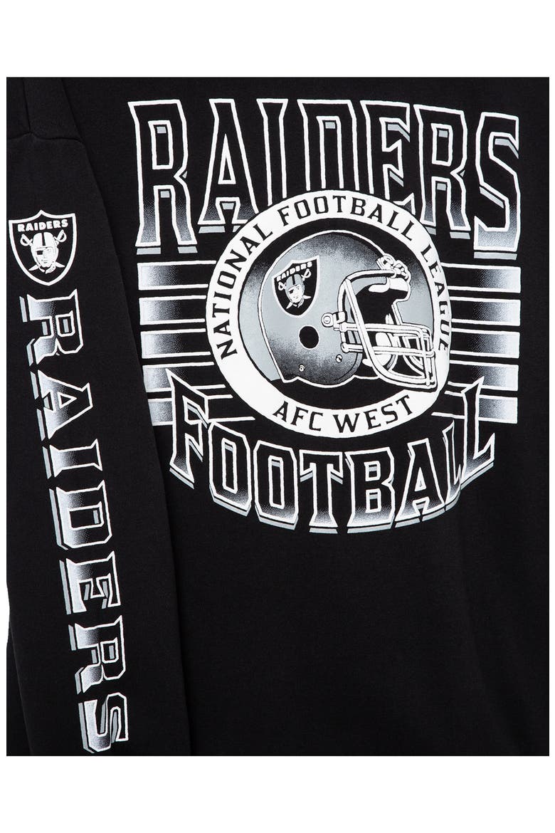Las Vegas Raiders Striped Rib Fleece Sweatshirt, Alternate, color, TRUE BLACK