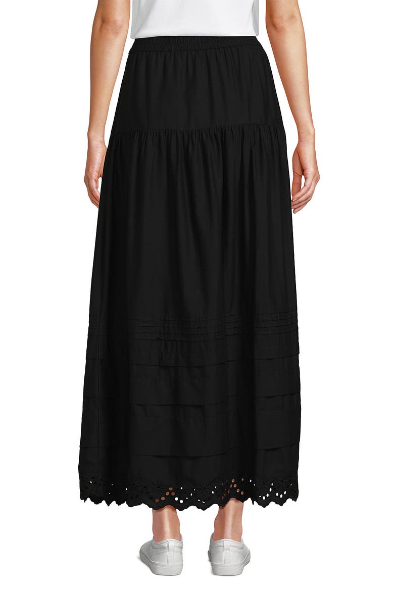 Voile Tiered Eyelet Maxi Skirt, Alternate, color, Black