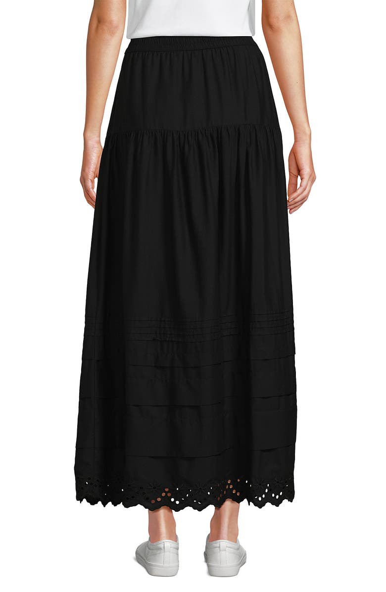 Lands' End Voile Tiered Eyelet Maxi Skirt, Alternate, color, Black