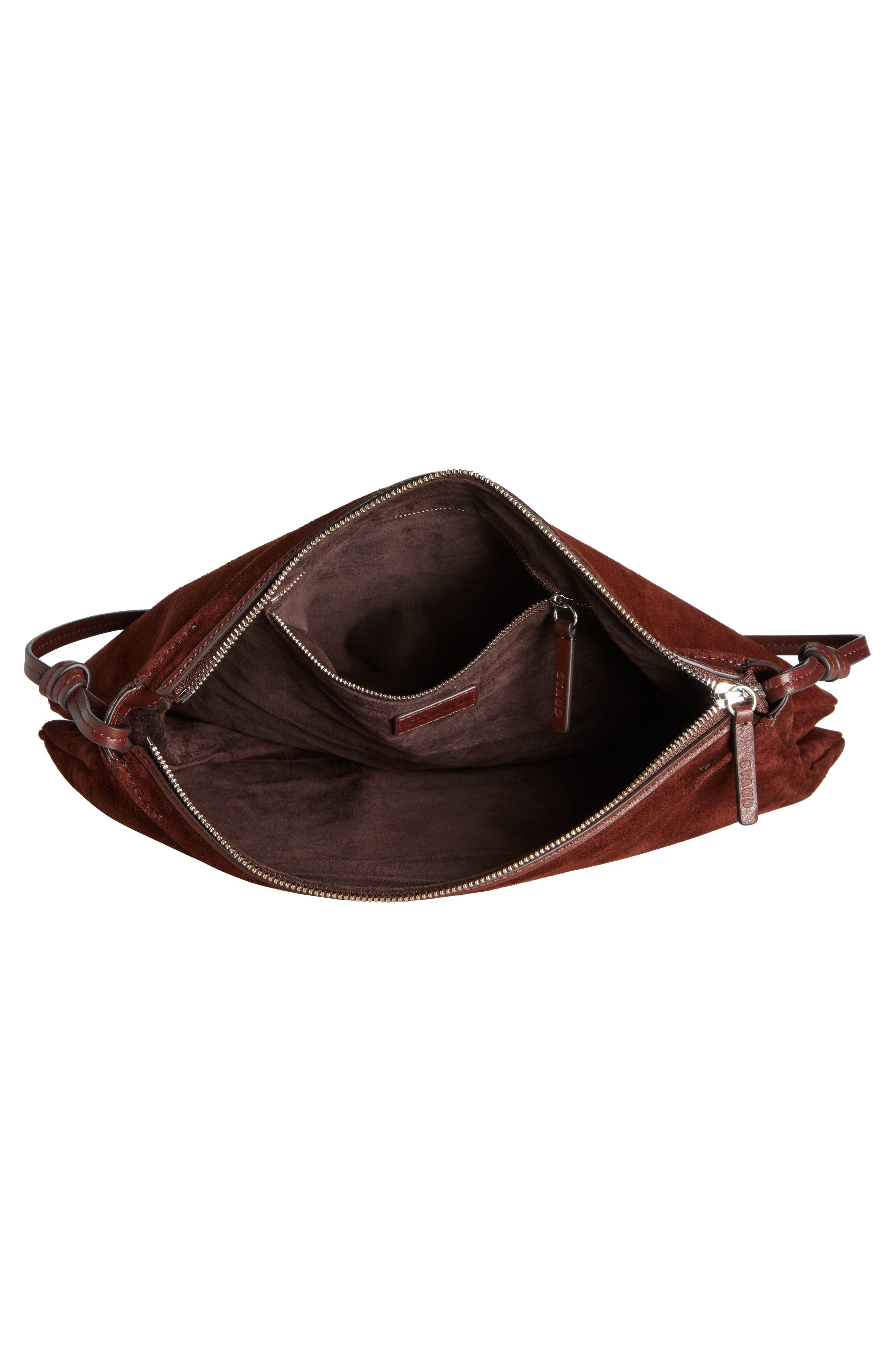 STAUD Wally Suede Shoulder Bag, Alternate, color, Mahogany