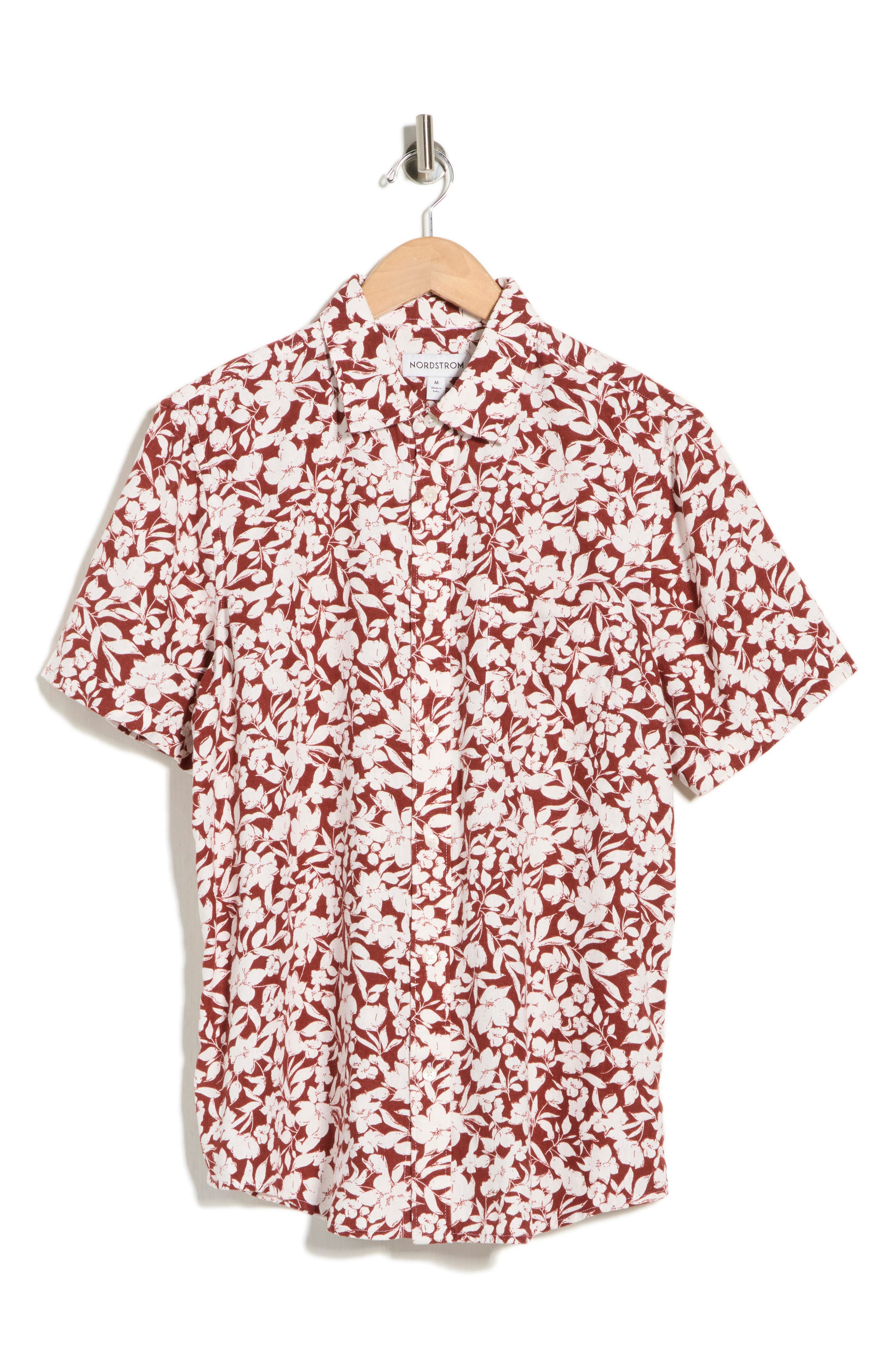 Short Sleeve Linen Blend Button-Up Shirt - image 3