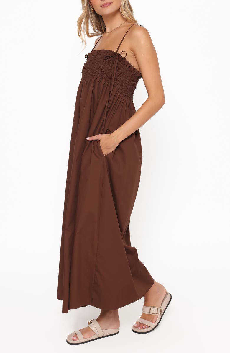 Petal & Pup Josie Smocked Maxi Dress, Alternate, color, Brown