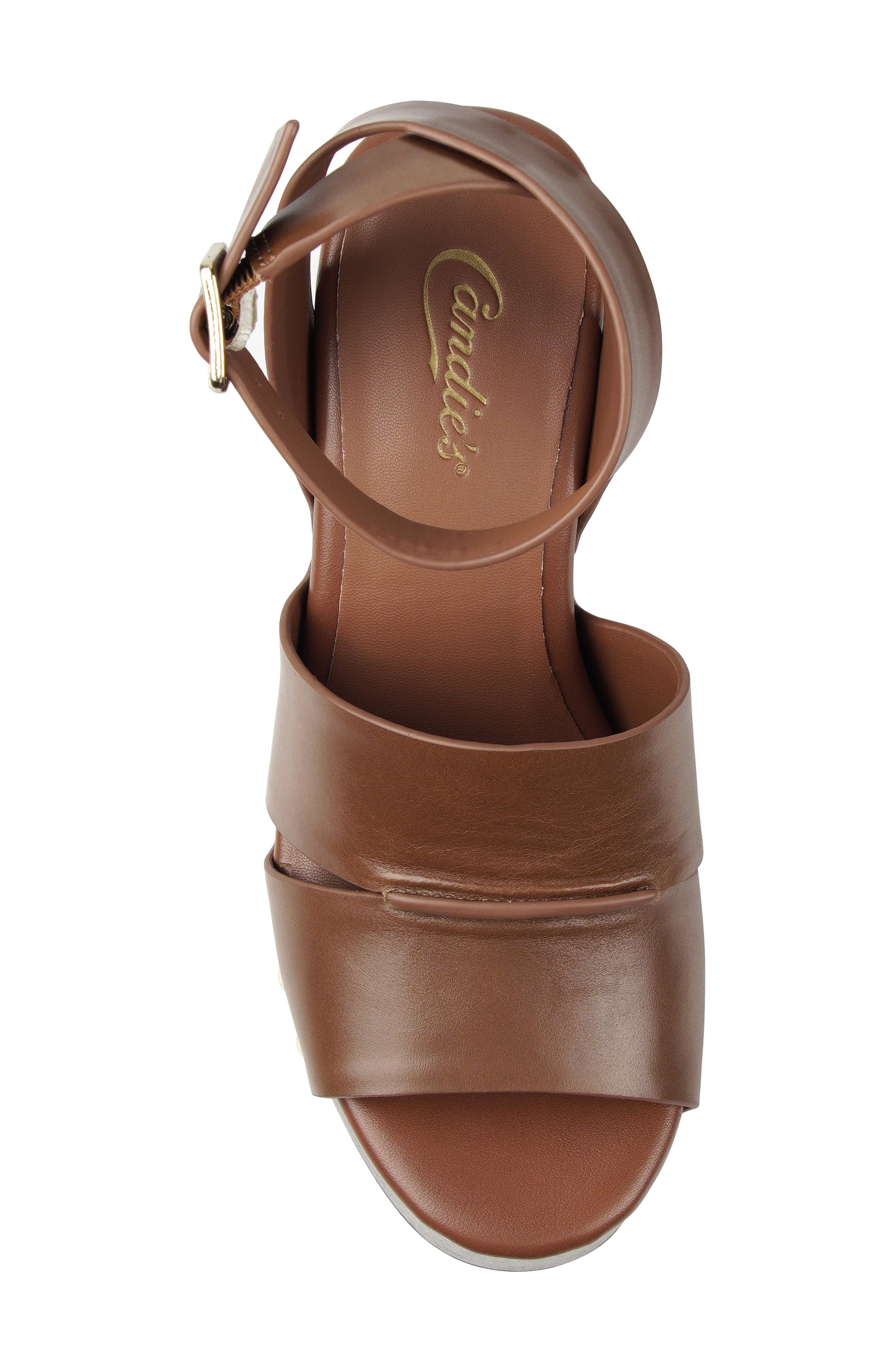 Savoyy Faux Leather Wedge Sandal, Alternate, color, BROWN