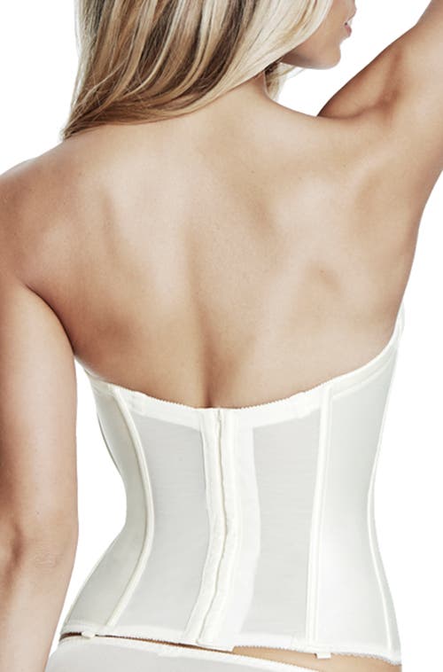 Dominique Intimates Juliette Satin Low Back Convertible Strapless Corset Longline Bra In White