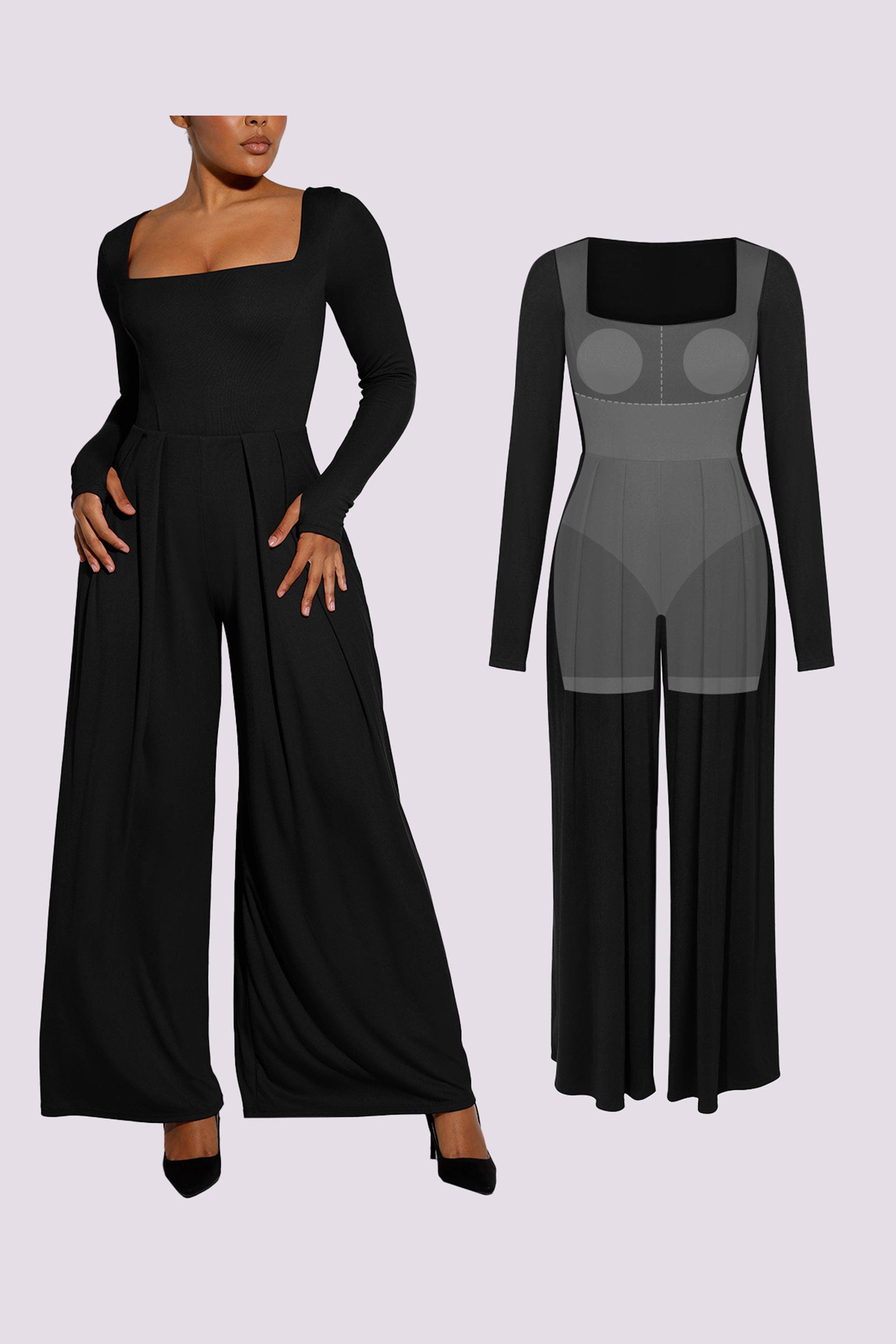 AirSlim® Square Neckline Built-In Shaping Jumpsuit (Women) | Nordstrom