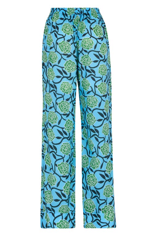 De Loreta Tulia High Waist Straight Leg Cotton Pants In Blue