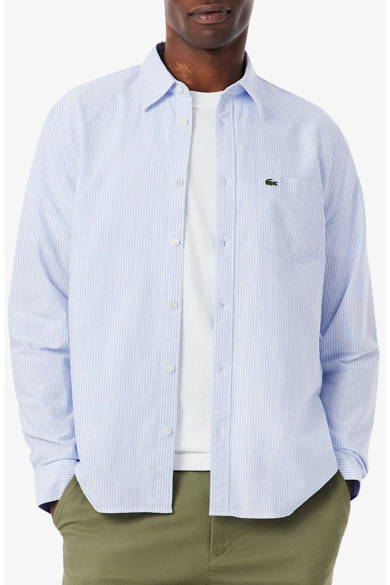 Essentials Stripe Cotton Button-Up Oxford Shirt, Main, color, OVERVIEW/ WHITE