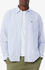 Lacoste Essentials Stripe Cotton Button-Up Oxford Shirt