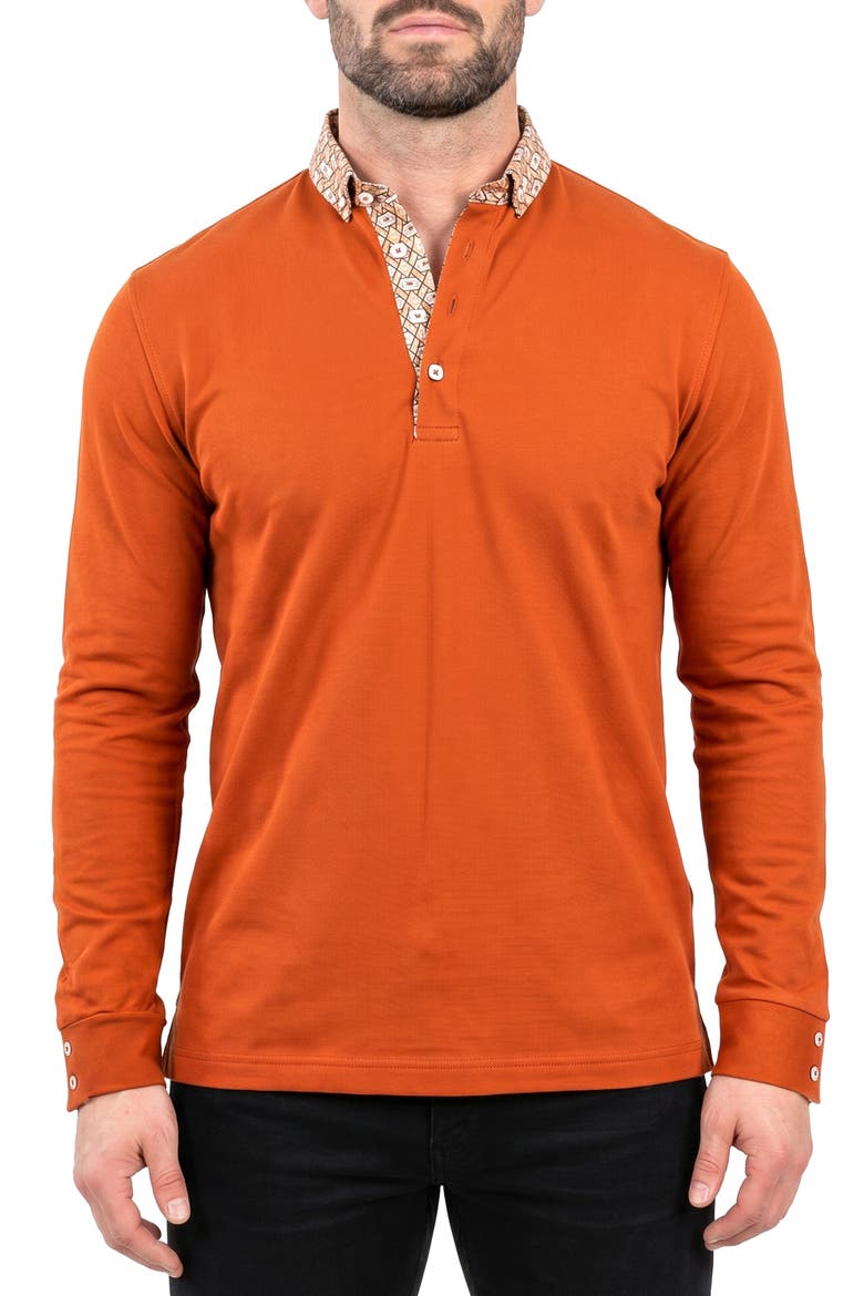 Newton OoohCotton Long Sleeve Polo, Main, color, ORANGE