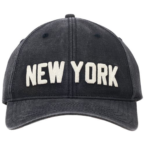 Blue Marlin New York Chainstitch Embroidered Pigment Washed Canvas Uncle Cap In Black