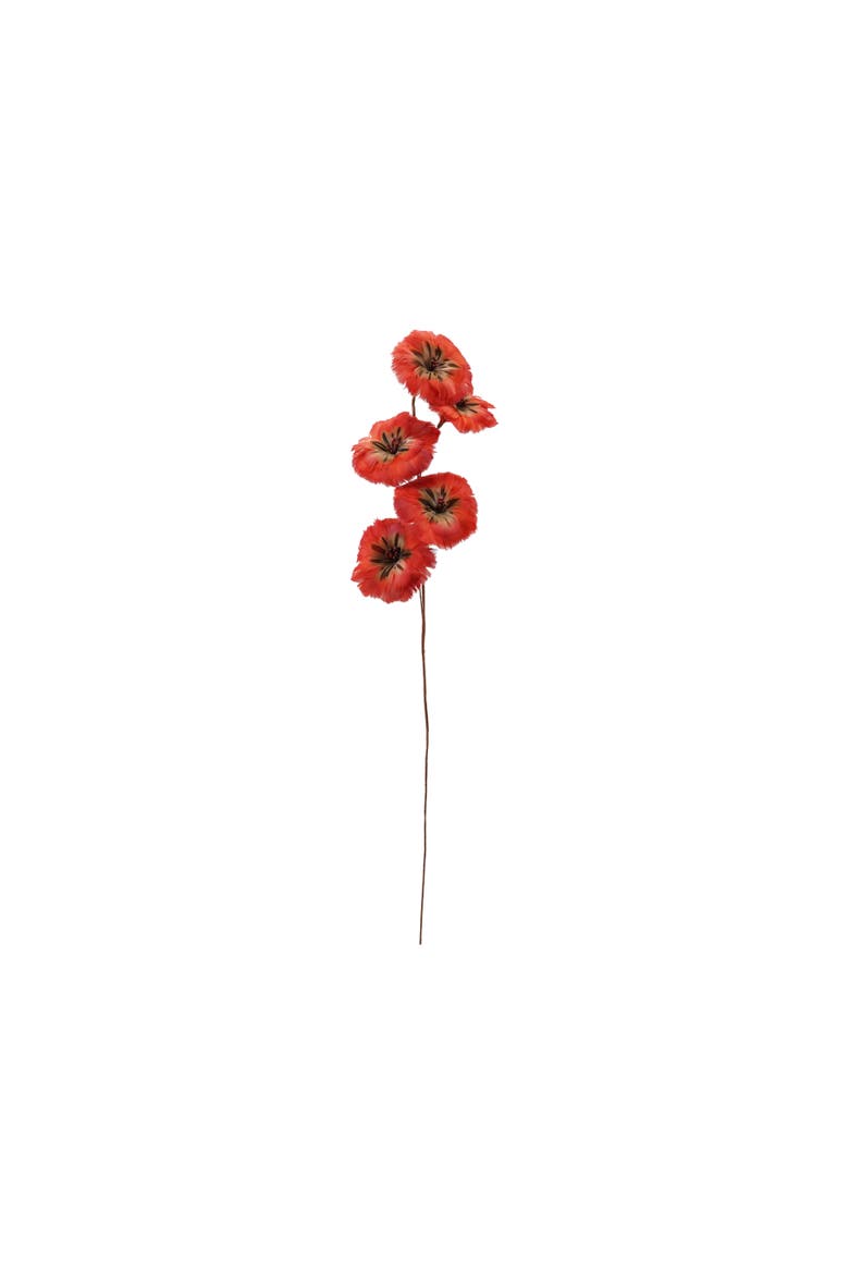 Artisan Feather Flower Stem, Alternate, color, Red