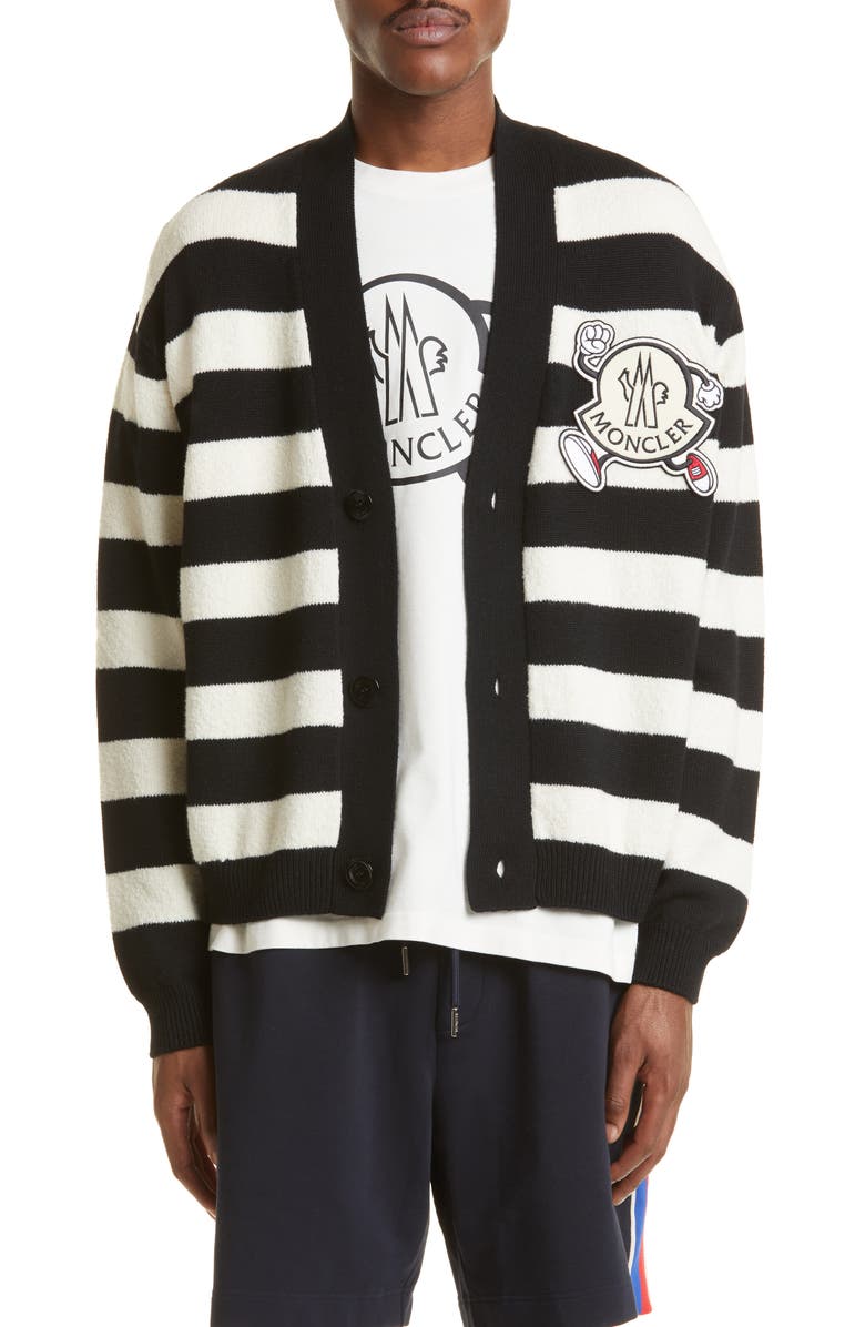 Moncler Running Logo Stripe Cardigan, Main, color,