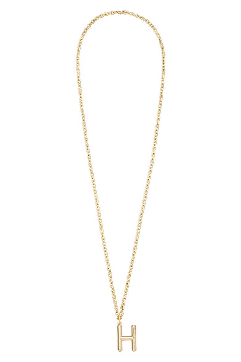The Big Puffy Initial Pendant Necklace, Main, color, GOLD - H