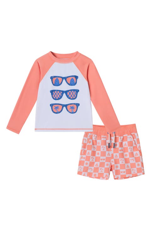 Long Sleeve Two-Piece Rashguard Swimsuit (Toddler & Little Kid)