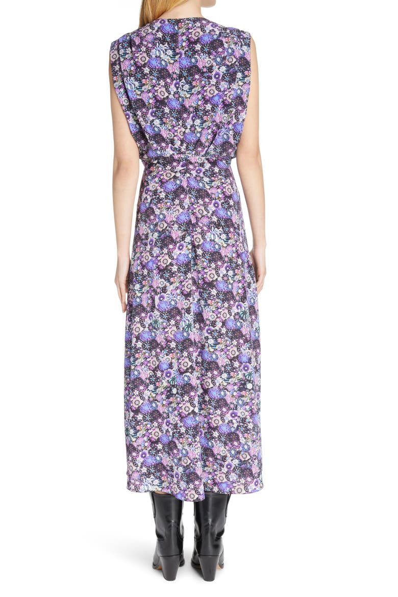 Samantha Floral Sleeveless Stretch Silk Dress, Alternate, color, ULTRA VIOLET