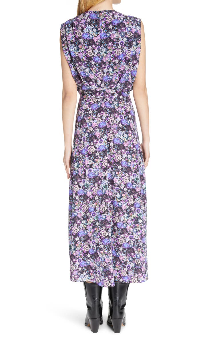 Isabel Marant Samantha Floral Sleeveless Stretch Silk Dress, Alternate, color, 