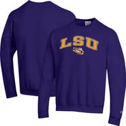 Champion Men's Champion  Purple LSU Tigers Arch Over Logo Pullover Sweatshirt